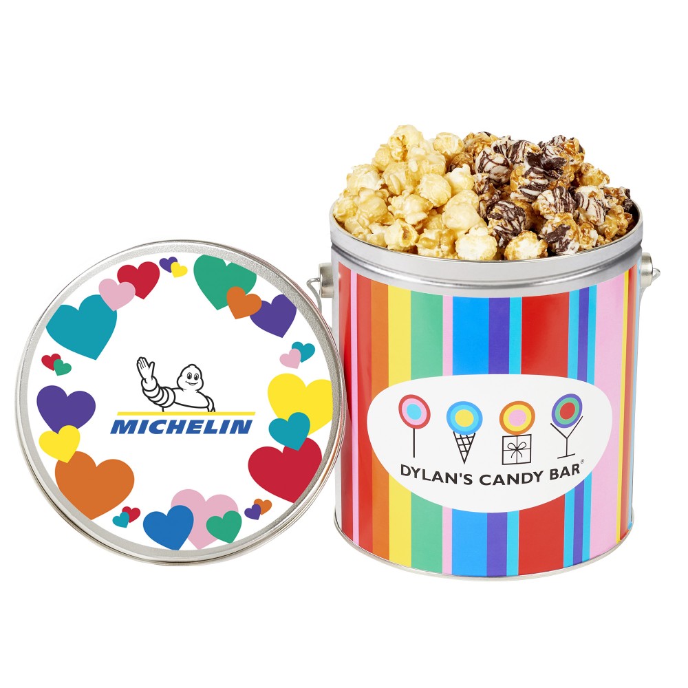 Dylan's Candy Bar - Valentine's Day 1 Gallon Popcorn Tin - Kettle Corn & Dark Chocolate Swirl Logo Branded Dylan's Candy Bar - Valentine's Day 1 Gallon Popcorn Tin - Kettle Corn & Dark Chocolate Swirl Logo Branded