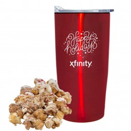 Custom Imprinted Promo Revolution - 20 Oz. Straight Tumbler w/Plastic Liner Gift Set w/Hot Chocolate Pepp Popcorn