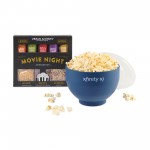Logo Branded Movie Night Gourmet Popcorn Gift Set - Navy-White