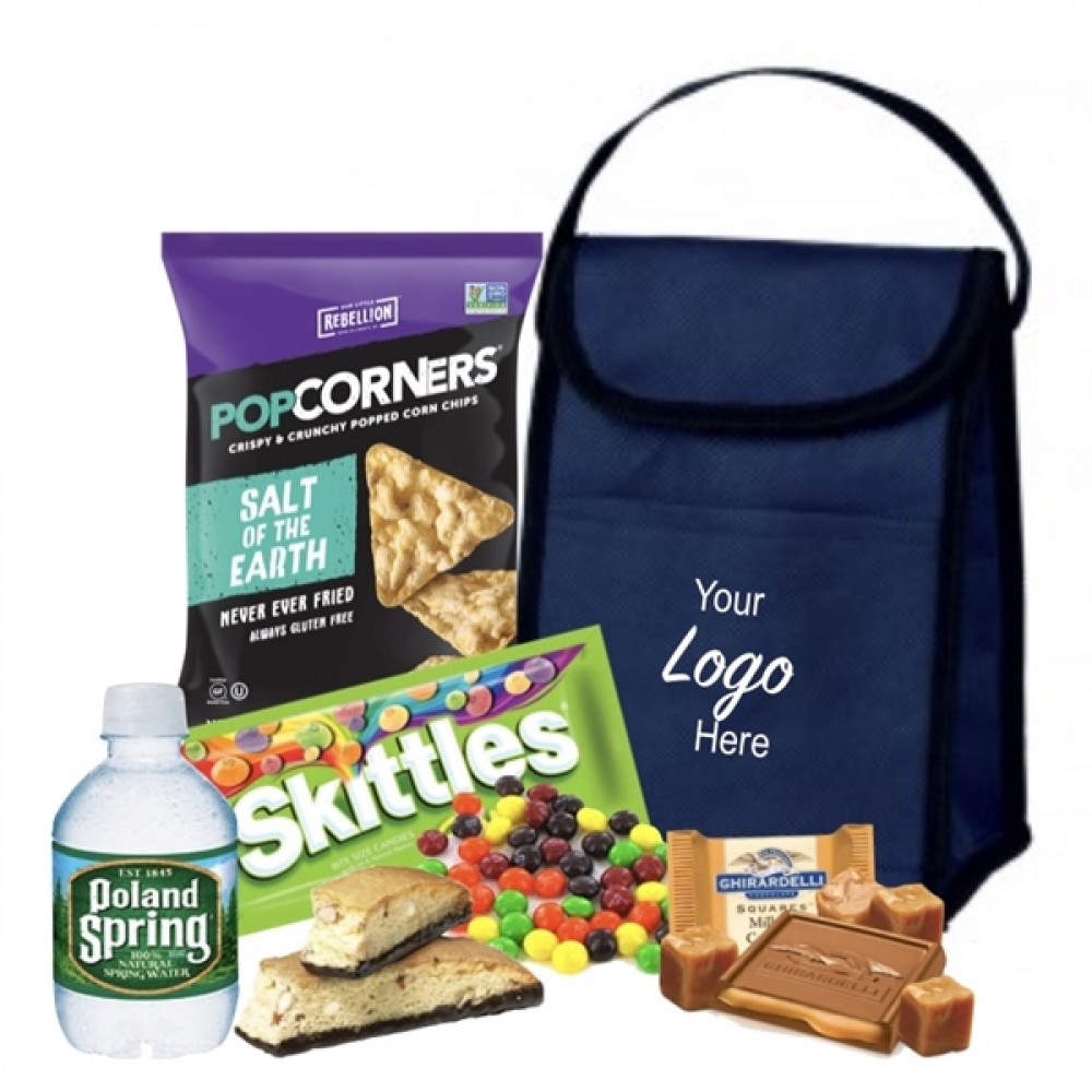 Snack Filled Tote (Navy Blue) Custom Imprinted Snack Filled Tote (Navy Blue) Custom Imprinted