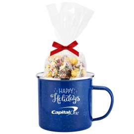 Logo Branded Promo Revolution - 16 Oz. Specked Camping Mug Gift Set w/ Sugar Cookie Crunch Popcorn