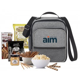 Custom Imprinted Gourmet Cooler of Snacks- Grey  Custom Imprinted Gourmet Cooler of Snacks- Grey