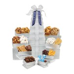 Above & Beyond Snack Tower - Silver Diamond Pattern Logo Branded