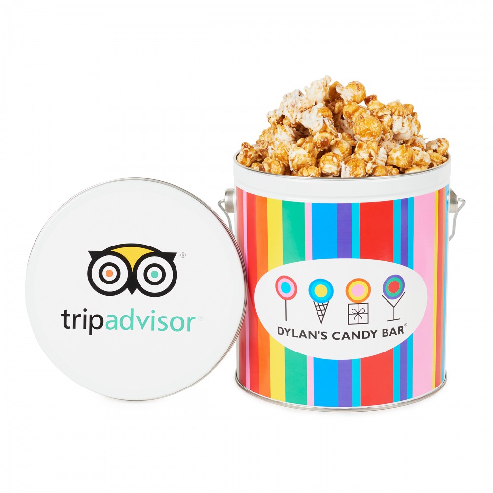 Custom Imprinted Dylan's Candy Bar - One Gallon Gourmet Popcorn Tin - Cookies & Cream & Vanilla Cookies & Cream Custom Imprinted Dylan's Candy Bar - One Gallon Gourmet Popcorn Tin - Cookies & Cream & Vanilla Cookies & Cream