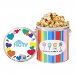 Logo Branded Dylan's Candy Bar - Valentine's Day 1 Gallon Popcorn Tin - Cookies & Cream & Vanilla Cookies & Cream