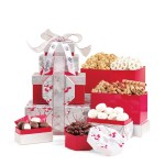 Logo Branded Celebrate the Season Gourmet Sweets & Treats Tower - Red-Silver
