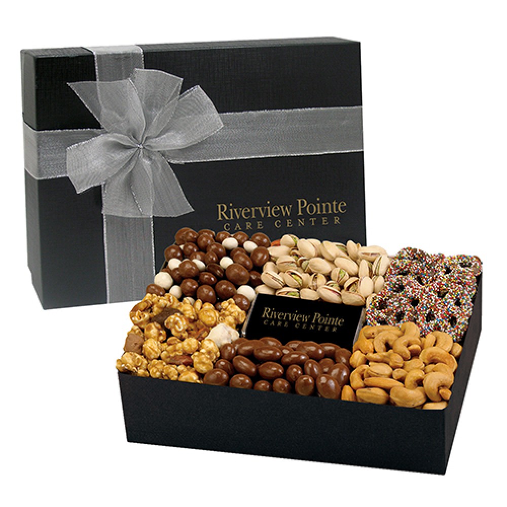 6 Way Deluxe Gift Box with Chocolate Bar - Savory Delight Custom Printed 6 Way Deluxe Gift Box with Chocolate Bar - Savory Delight Custom Printed