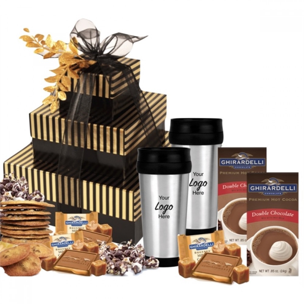 Logo Branded Tower of Snacks w/Tumblers Logo Branded Tower of Snacks w/Tumblers