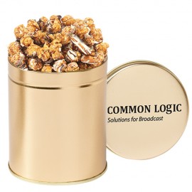 Gourmet Popcorn Tin (Quart) - Chocolate Pretzel Popcorn Logo Branded