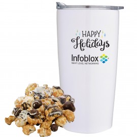 Custom Printed Promo Revolution - 20 oz Vacuum Sealed Straight Tumbler Gift Set w/ Caramel Latte Popcorn