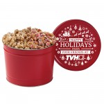 3 Way Gourmet Holiday Popcorn Tin - (2 Gallon) Custom Printed
