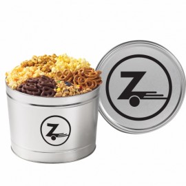 Customized 6 Way Snack Tins - Popcorn, Pretzels, & Party Mix (2 Gallon)