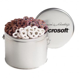 Custom Printed 1 Gallon 3 Way Chocolate Pretzel Tin
