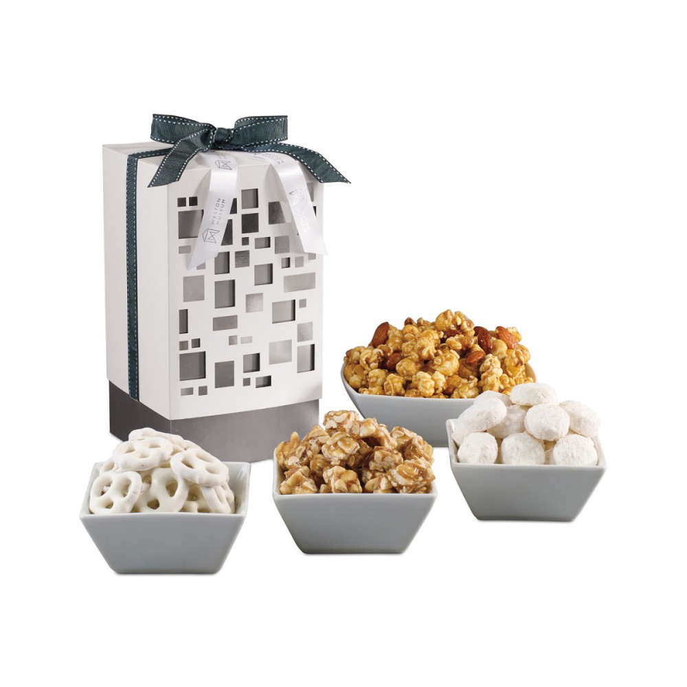 Make Their Day Gourmet Gift Box - White and Silver Logo Branded Make Their Day Gourmet Gift Box - White and Silver Logo Branded