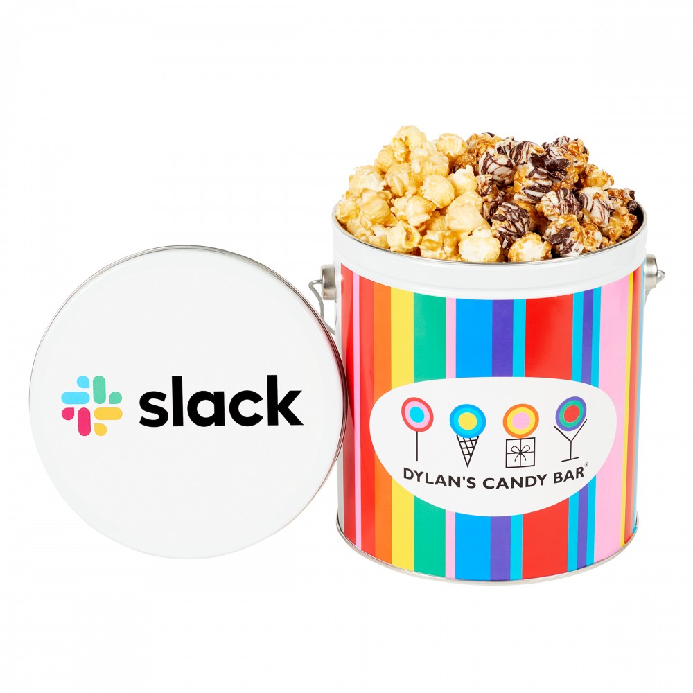 Custom Imprinted Dylan's Candy Bar - One Gallon Gourmet Popcorn Tin - Kettle Corn & Dark Chocolate Swirl Custom Imprinted Dylan's Candy Bar - One Gallon Gourmet Popcorn Tin - Kettle Corn & Dark Chocolate Swirl
