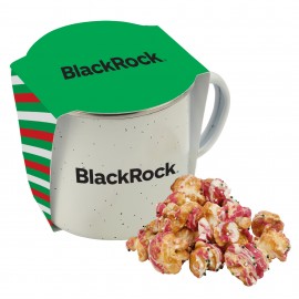 Custom Printed Promo Revolution - 16 Oz. Specked Camping Mug Gift Set w/Christmas Crunch Popcorn