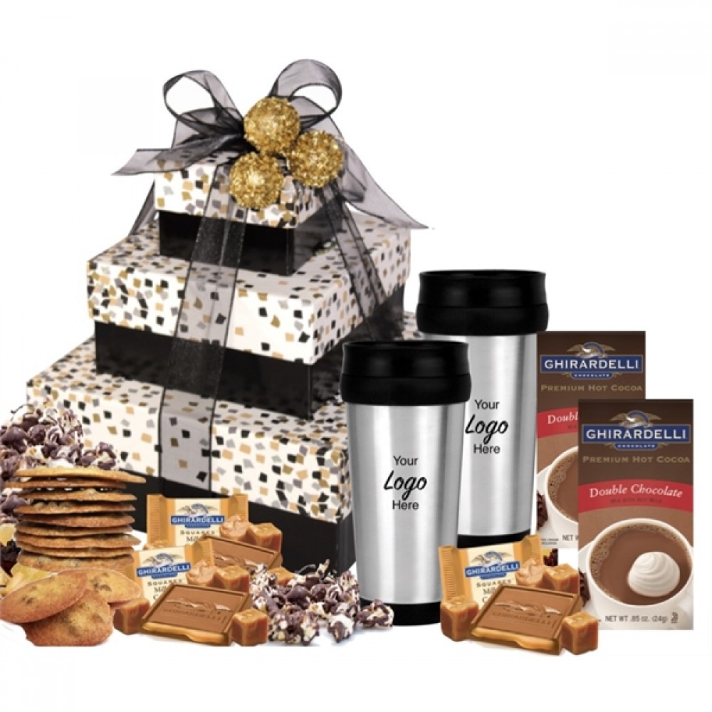 Confetti Tower of Snacks w/Tumblers Custom Imprinted Confetti Tower of Snacks w/Tumblers Custom Imprinted