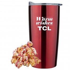 Promo Revolution - 20 oz Vacuum Sealed Straight Tumbler Gift Set w/ Christmas Crunch Popcorn Custom Imprinted