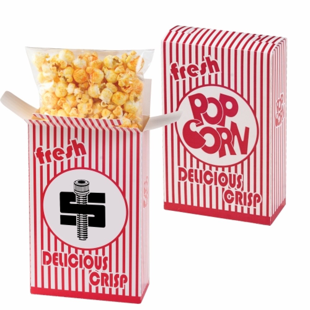Striped Popcorn Box - Cheddar Popcorn Logo Branded Striped Popcorn Box - Cheddar Popcorn Logo Branded