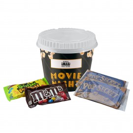 Movie Night Bucket - Sour Patch Kids, M&M's & Microwave Popcorn Custom Imprinted