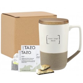Ceramic Mug with Tea and Cookies with Logo
