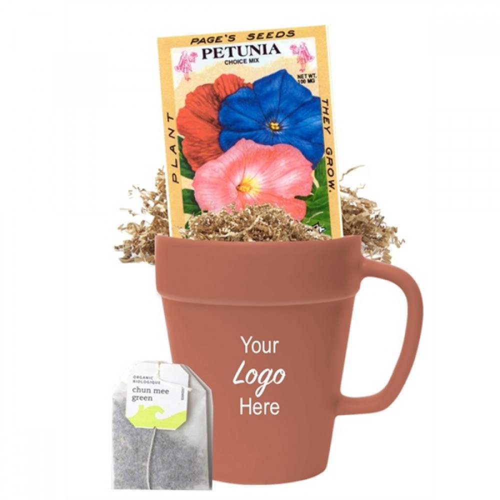 Customized Flower Pot Mug with Tea & Flower Seeds