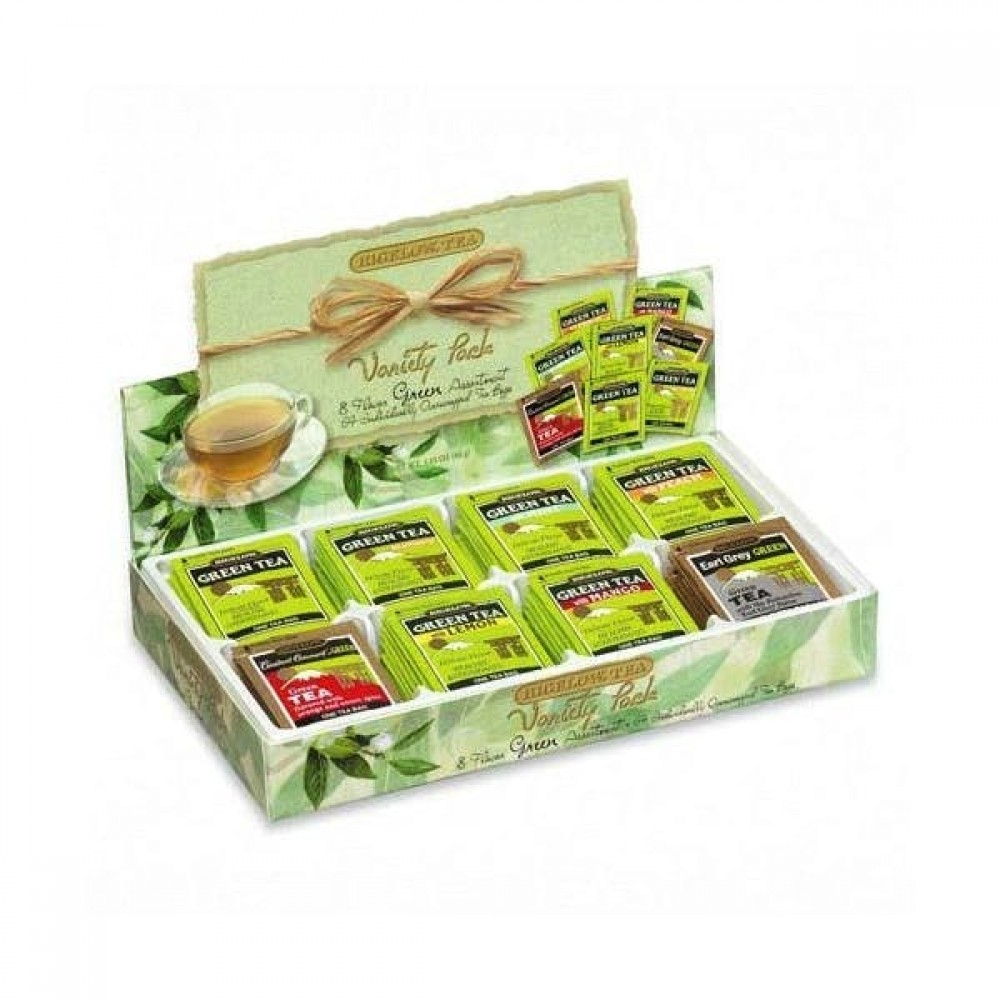 Logo Branded Bigelow Tea Company Green Tea Tray, 8 Assorted Teas, 64/BX Logo Branded Bigelow Tea Company Green Tea Tray, 8 Assorted Teas, 64/BX