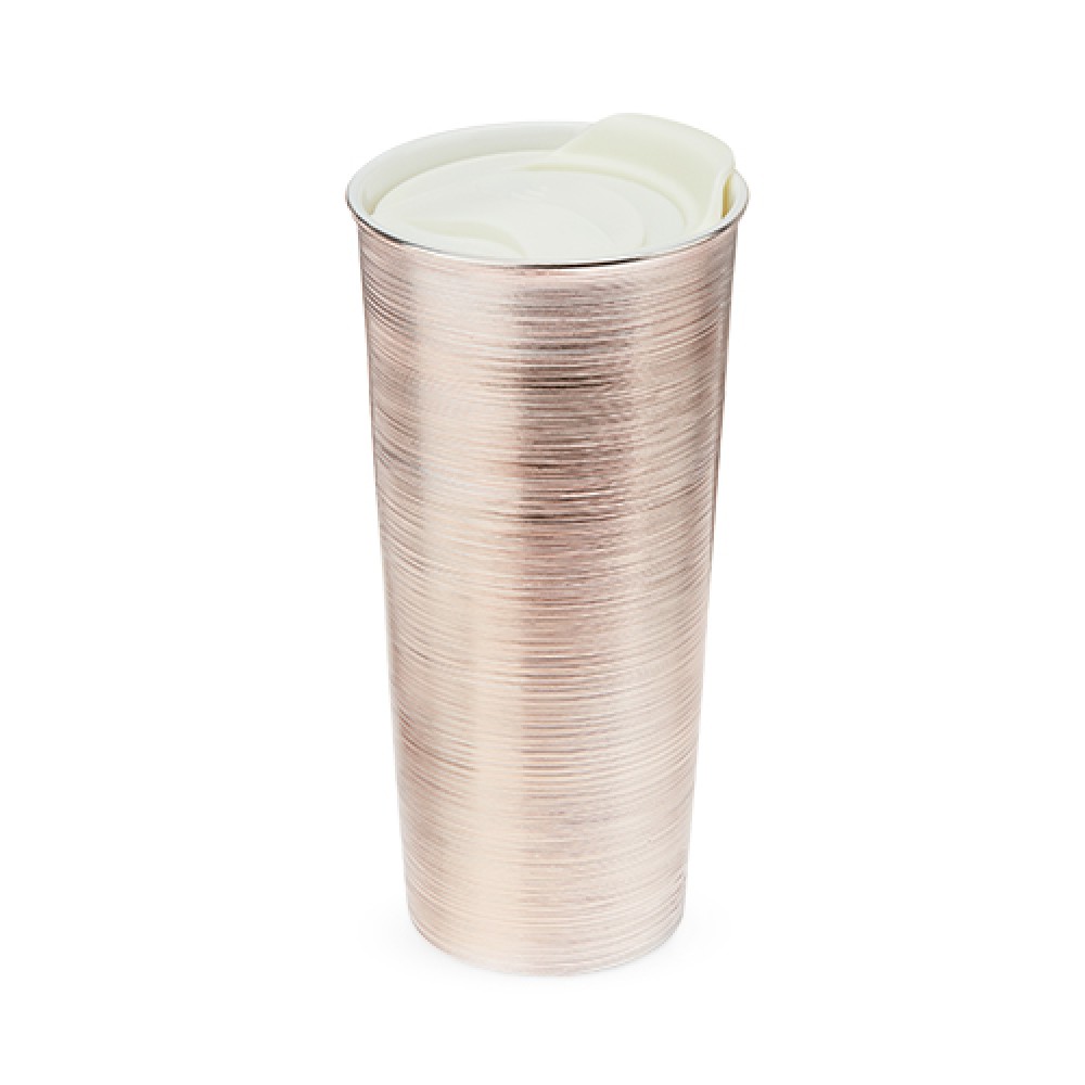 Quinn Rose Gold Travel Tumbler by Pinky Up with Logo