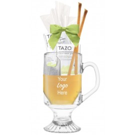 Tea and Honey in Glass Pedestal Mug with Logo