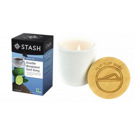 Tea Gift Set w/Soy Wax Candle And Stash Tea Bags with Logo
