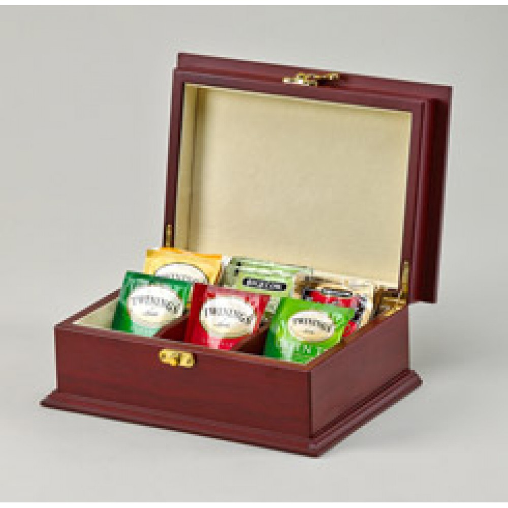Rosewood Tea Box w/ 6 Sections Custom Imprinted Rosewood Tea Box w/ 6 Sections Custom Imprinted