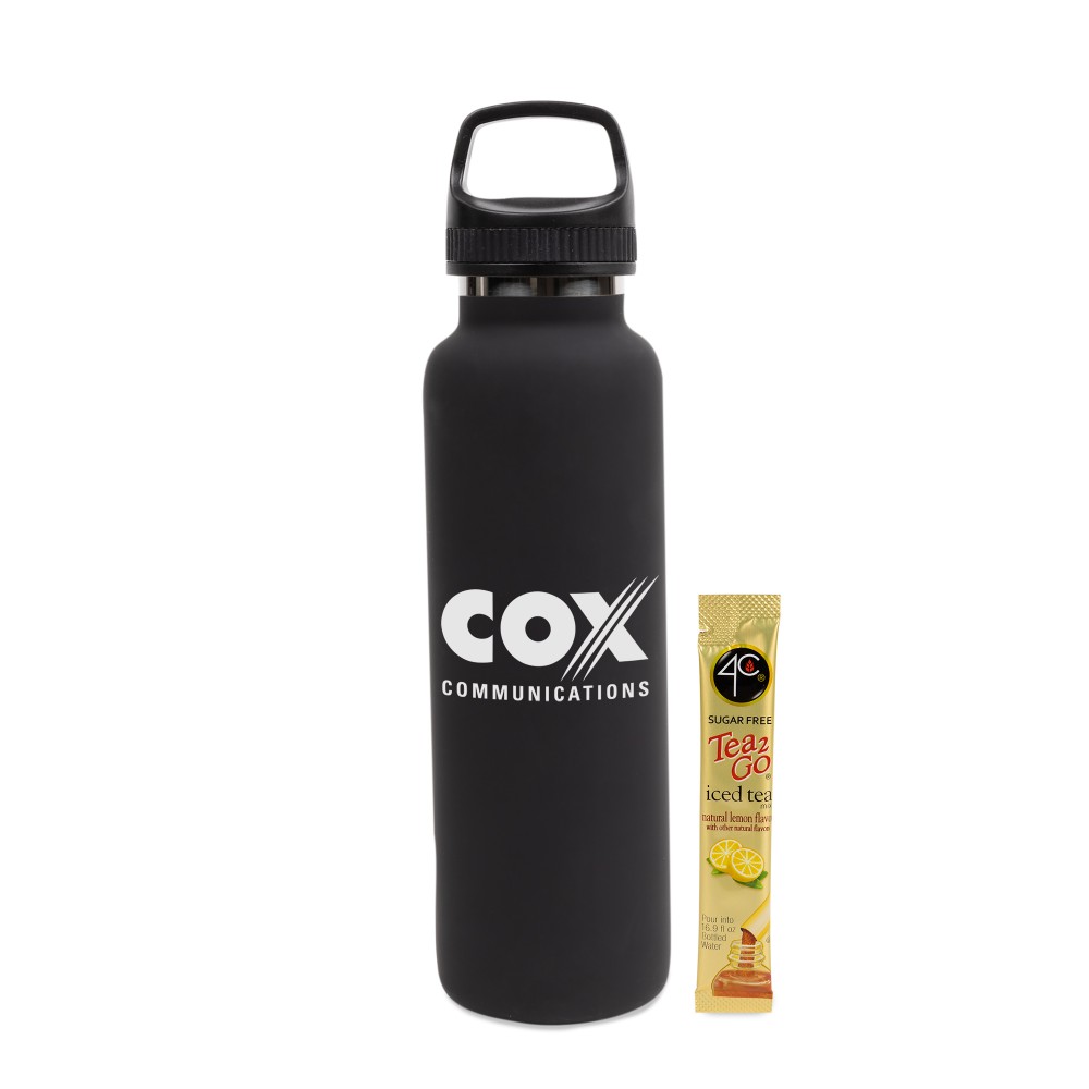 20 Oz Stainless Steel Insulated Vacuum Bottle With Iced Tea Packet with Logo