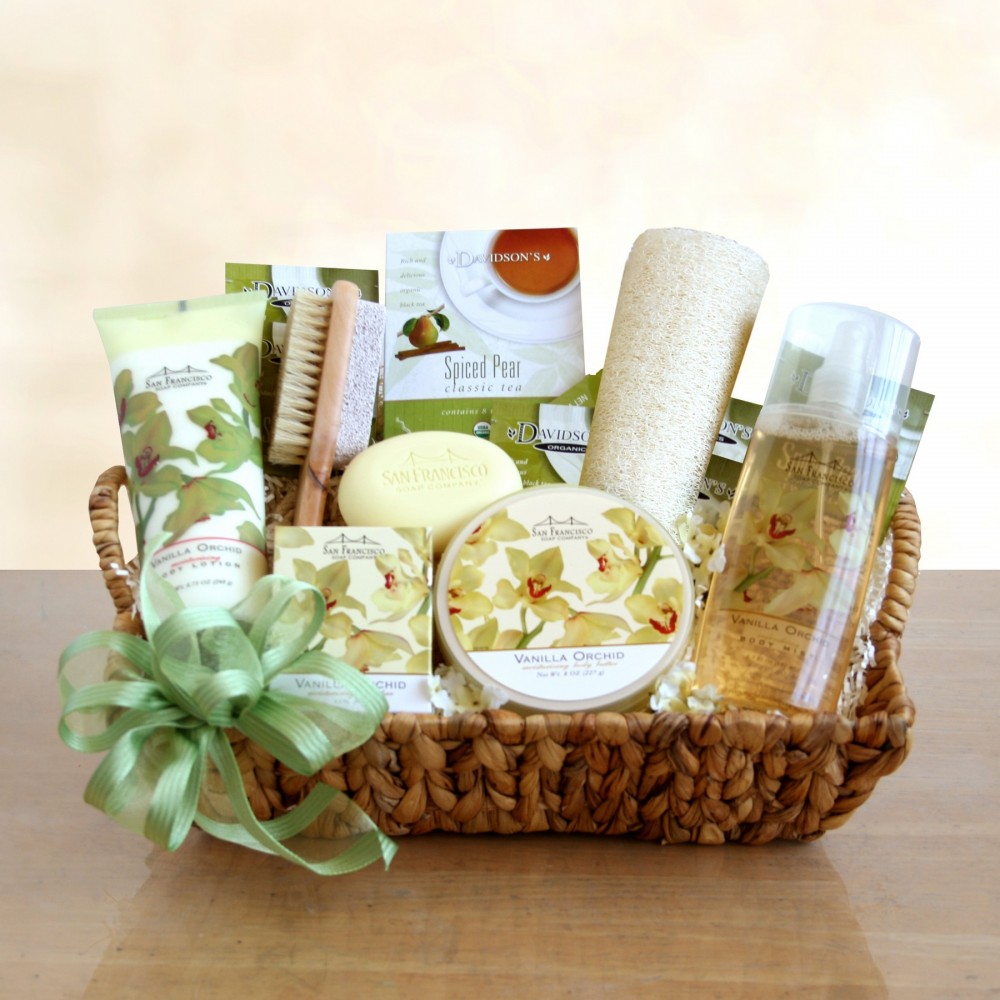 Elegant Orchid Spa Sensation Gift Basket Logo Branded Elegant Orchid Spa Sensation Gift Basket Logo Branded
