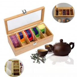 Bamboo Tea Organizer - Stylish Storage Box for Tea Collection with Logo