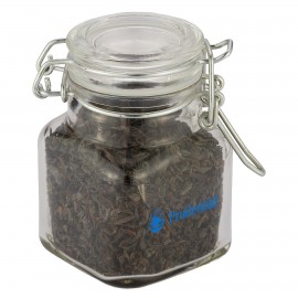 Mini Glass Jar with Hinged Lid - Black Tea Leaves with Logo