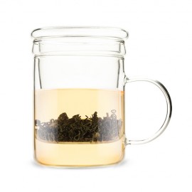Pinky Up Blake Glass Tea Infuser Mug with Logo