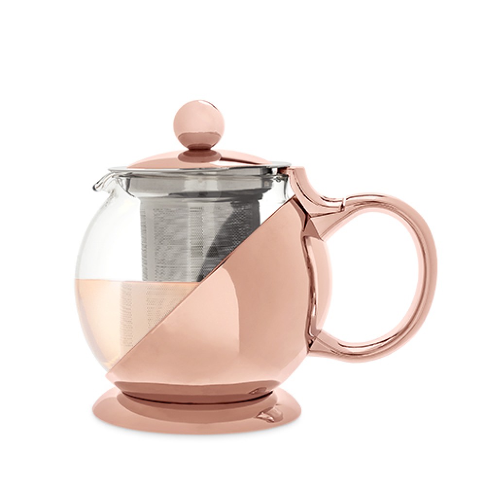 Shelby Rose Gold Wrapped Teapot & Infuser with Logo