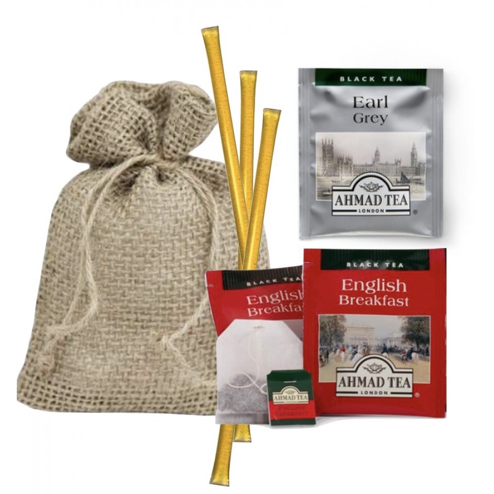 Custom Imprinted Jute Bag with Tea & Honey Custom Imprinted Jute Bag with Tea & Honey