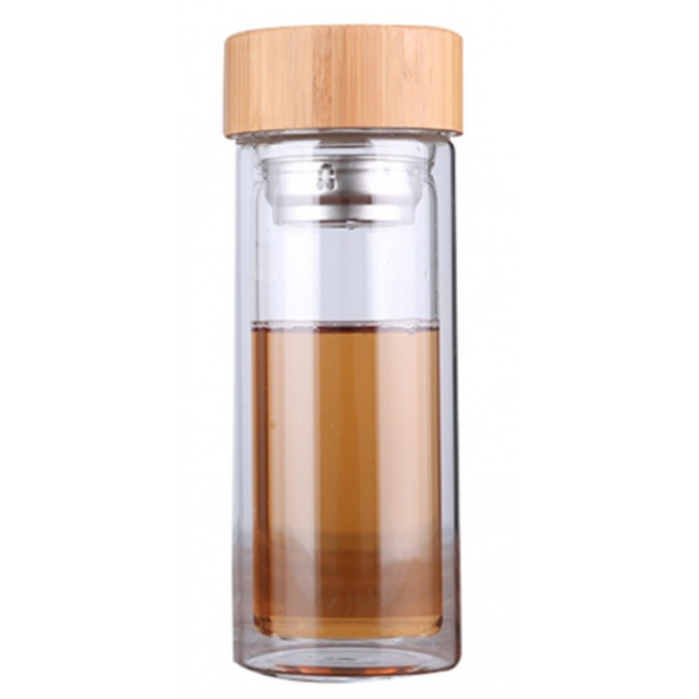 Custom Imprinted Glass Tea Bottle with Bamboo Lid 12 oz Custom Imprinted Glass Tea Bottle with Bamboo Lid 12 oz