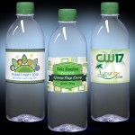 16.9 oz. Custom Labeled Water in Clear Bullet Bottle w/Green Cap Logo Branded