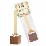 Custom Imprinted Hot Chocolate on a Spoon in Header Bag - Milk Chocolate & Marshmallows