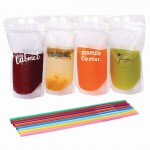 Drink Pouch with Plastic Straw - 16 oz. (Bulk Packed) Custom Printed