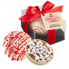 Custom Imprinted Hot Chocolate Bomb Gift Box w/ Hang Tag -Deluxe Flavor - White Chocolate Peppermint