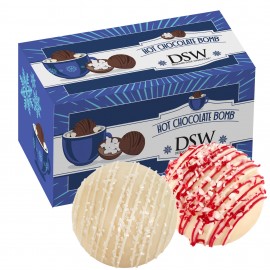 Hot Chocolate Bomb Gift Set - 2 Pack - White Chocolate Crystal & White Chocolate Peppermint Logo Branded