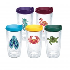 Logo Branded 16 OZ. Personalized Double Wall Plastic Orbit Tumbler w/ Color Lid & Color Straw