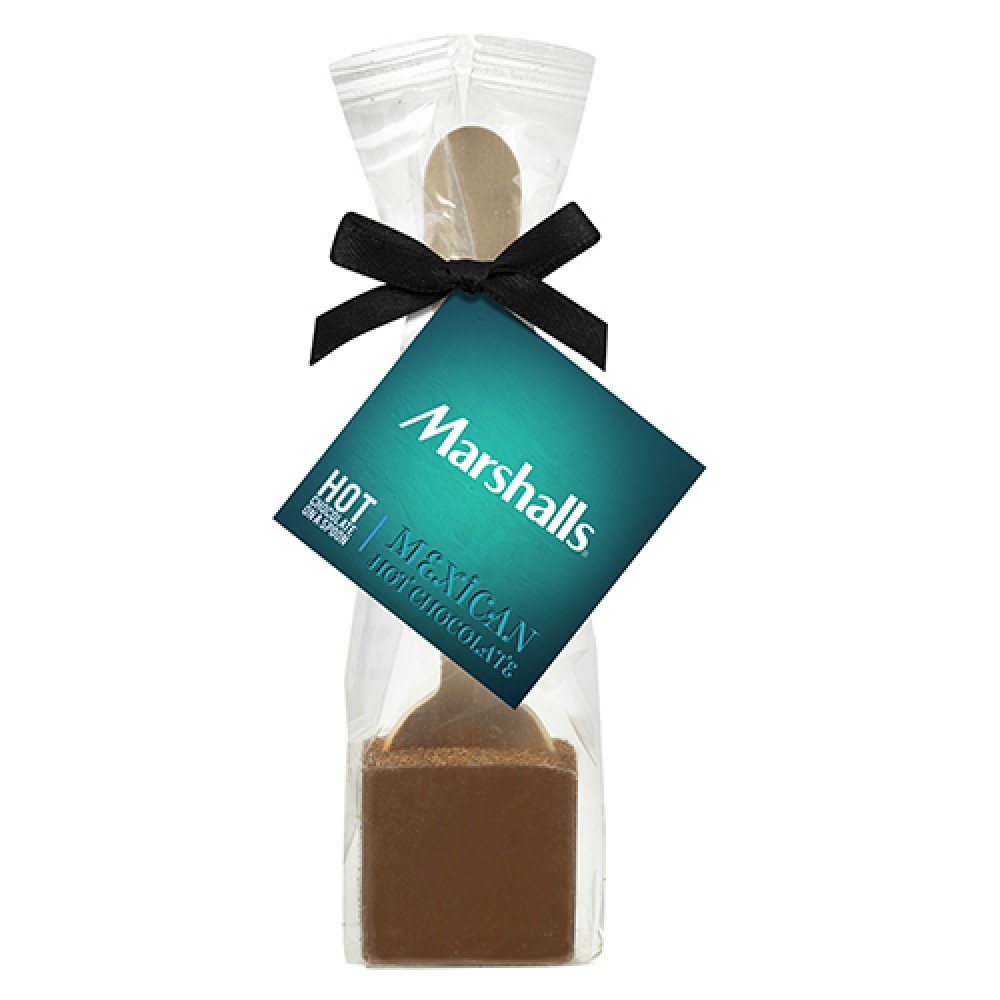 Hot Chocolate on a Spoon in Favor Bag - Mexican Milk Chocolate Custom Imprinted