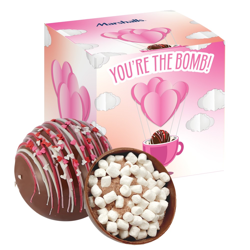 Custom Imprinted Valentine's Day Hot Chocolate Bomb Gift Box - Classic Milk