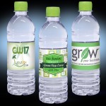 Custom Printed 16.9 oz. Custom Label Spring Water w/ Lime Green Flat Cap - Clear Bottle