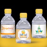 Custom Imprinted 8 oz. Custom Label Spring Water w/ Yellow Flat Cap - Clear Bottle