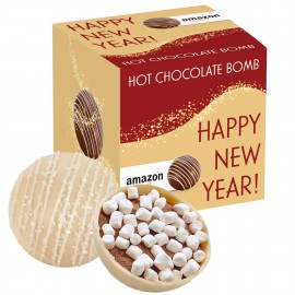New Years Hot Chocolate Bomb Gift Box - Deluxe Flavor - White Chocolate Crystal Custom Printed